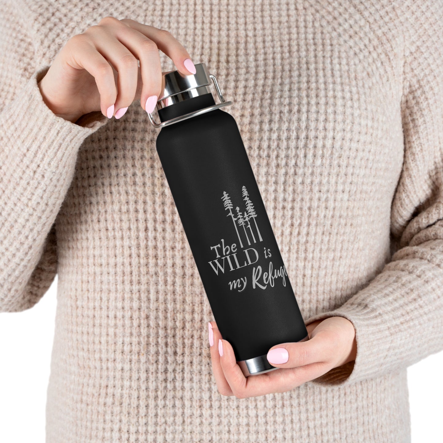 The Wild Is My Refuge – 22oz Insulated Water Bottle | Adventure Gift for Nature Love