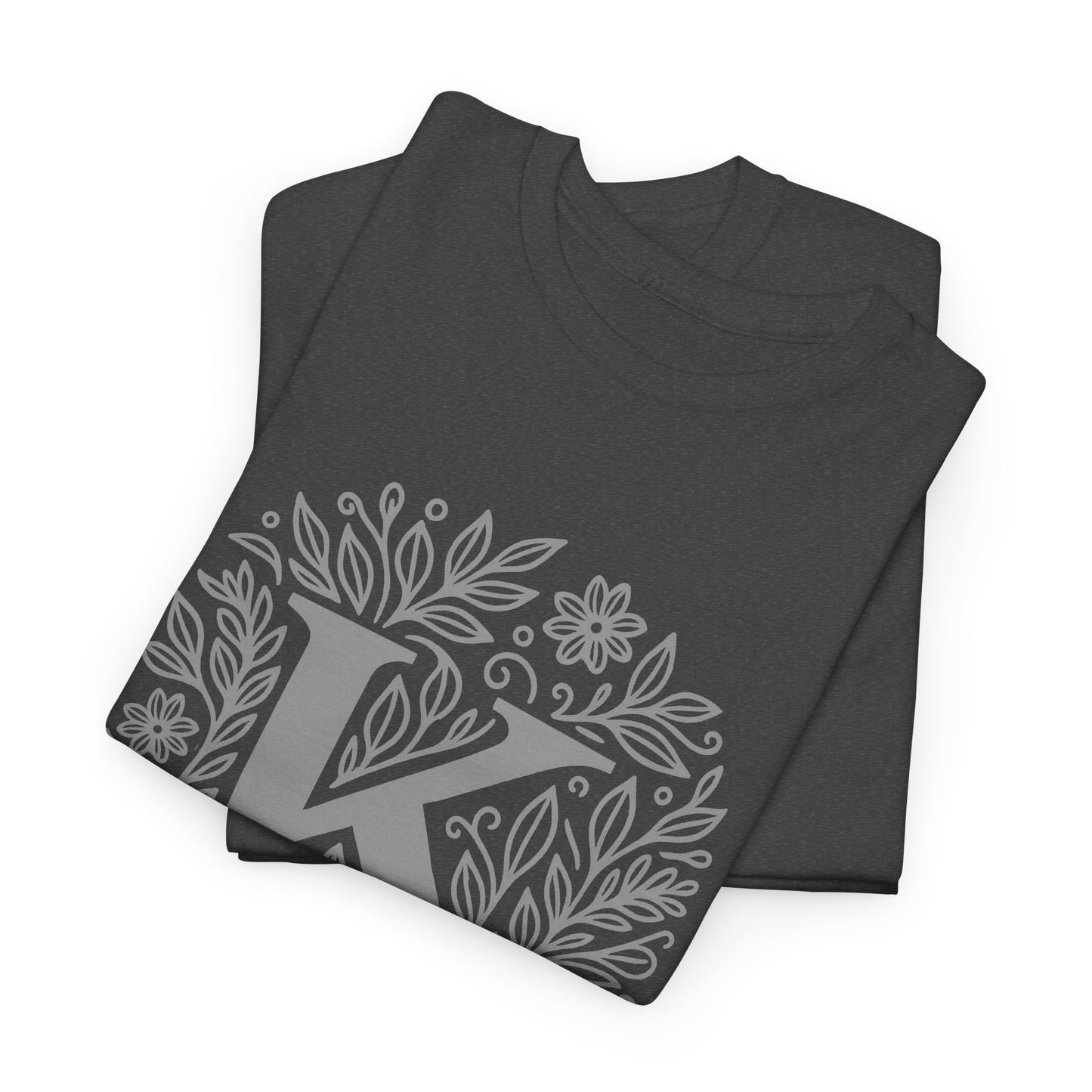 Personalized Initial K, Unisex Heavy Cotton Tee, Custom Graphic T-Shirt, Gifts for Her, Birthday, Casual Wear, Women's Fashion