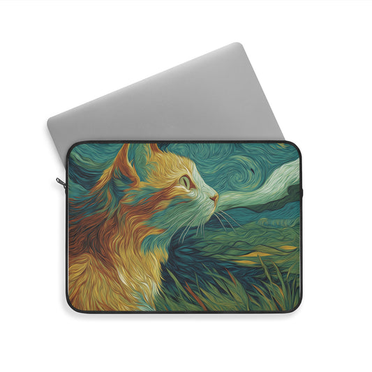 Artistic Cat Laptop Sleeve, Stylish Tech Case, Unique Cat Gift, Animal Lover Accessory, Funny Cat Sleeve, Laptop Protector