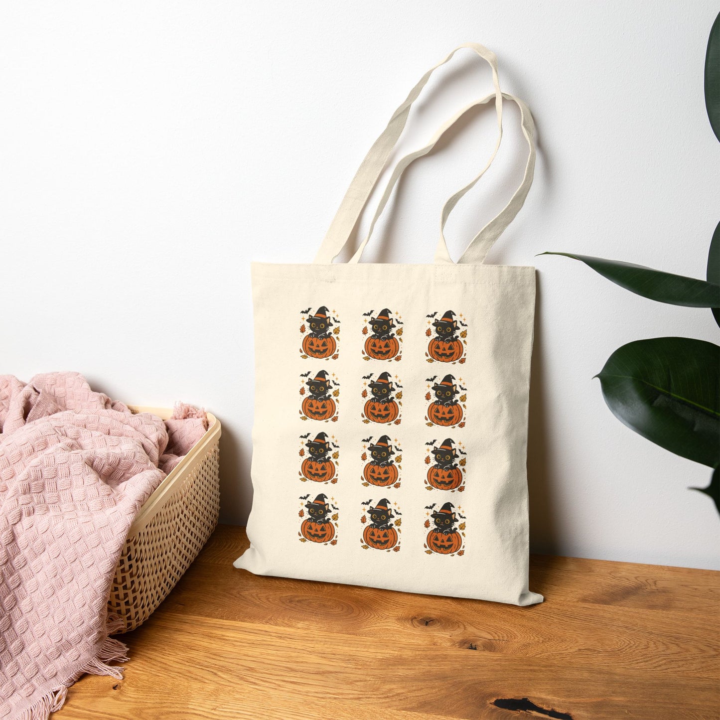 Halloween Pumpkin Tote Bag Eco-Friendly Trick or Treat Bag, Fall Market Tote, Cute Seasonal Gift for Halloween Lovers