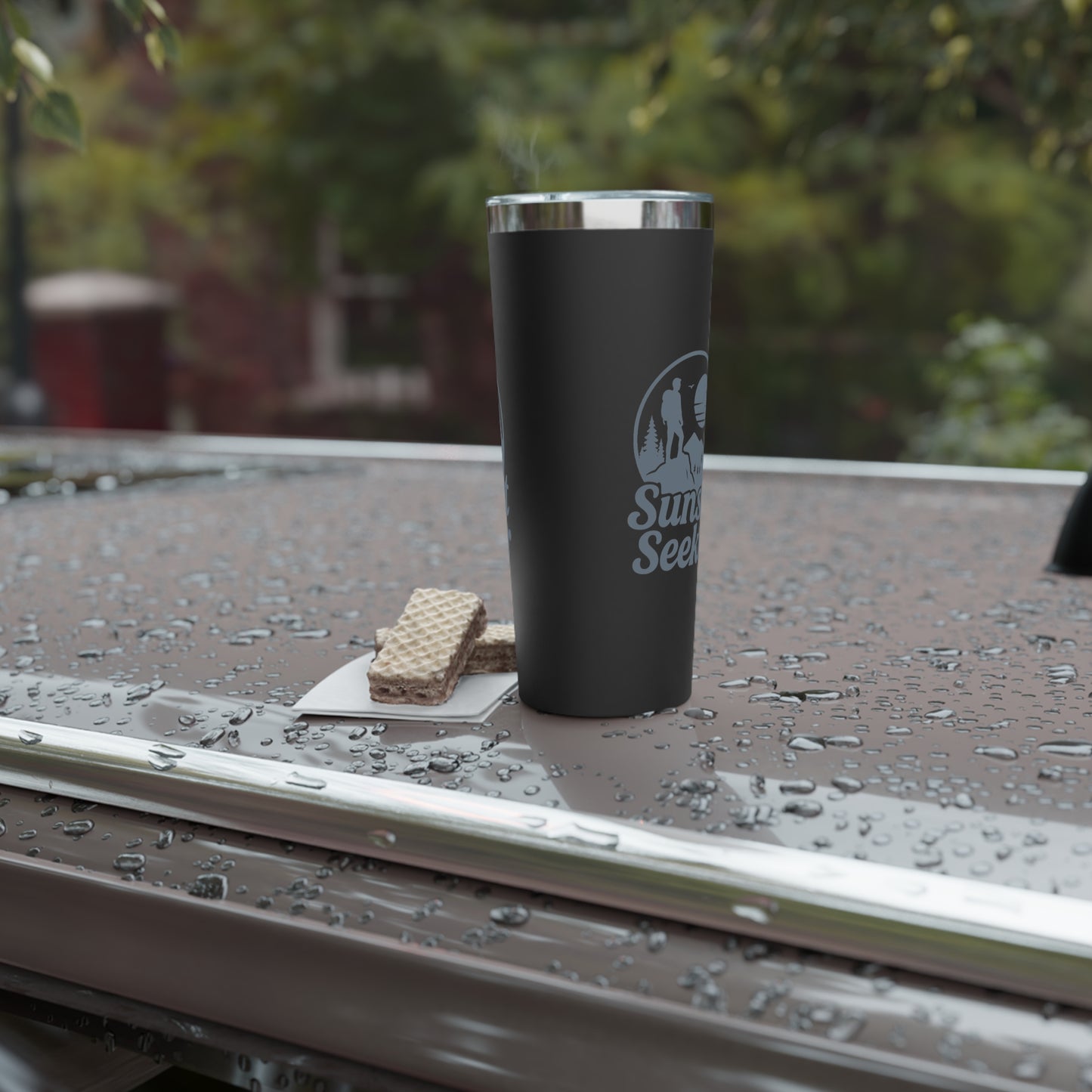 Copper Insulated Travel Tumbler 22oz | Sunset Seeker Design | Keeps Drinks Hot or Cold