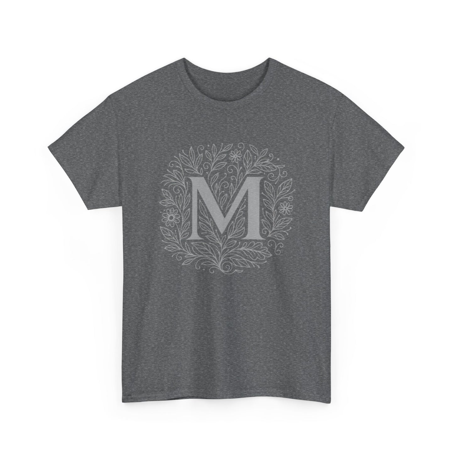 Personalized Initial M, Unisex Heavy Cotton Tee, Custom Graphic T-Shirt, Gifts for Her, Birthday, Casual Wear, Women's Fashion