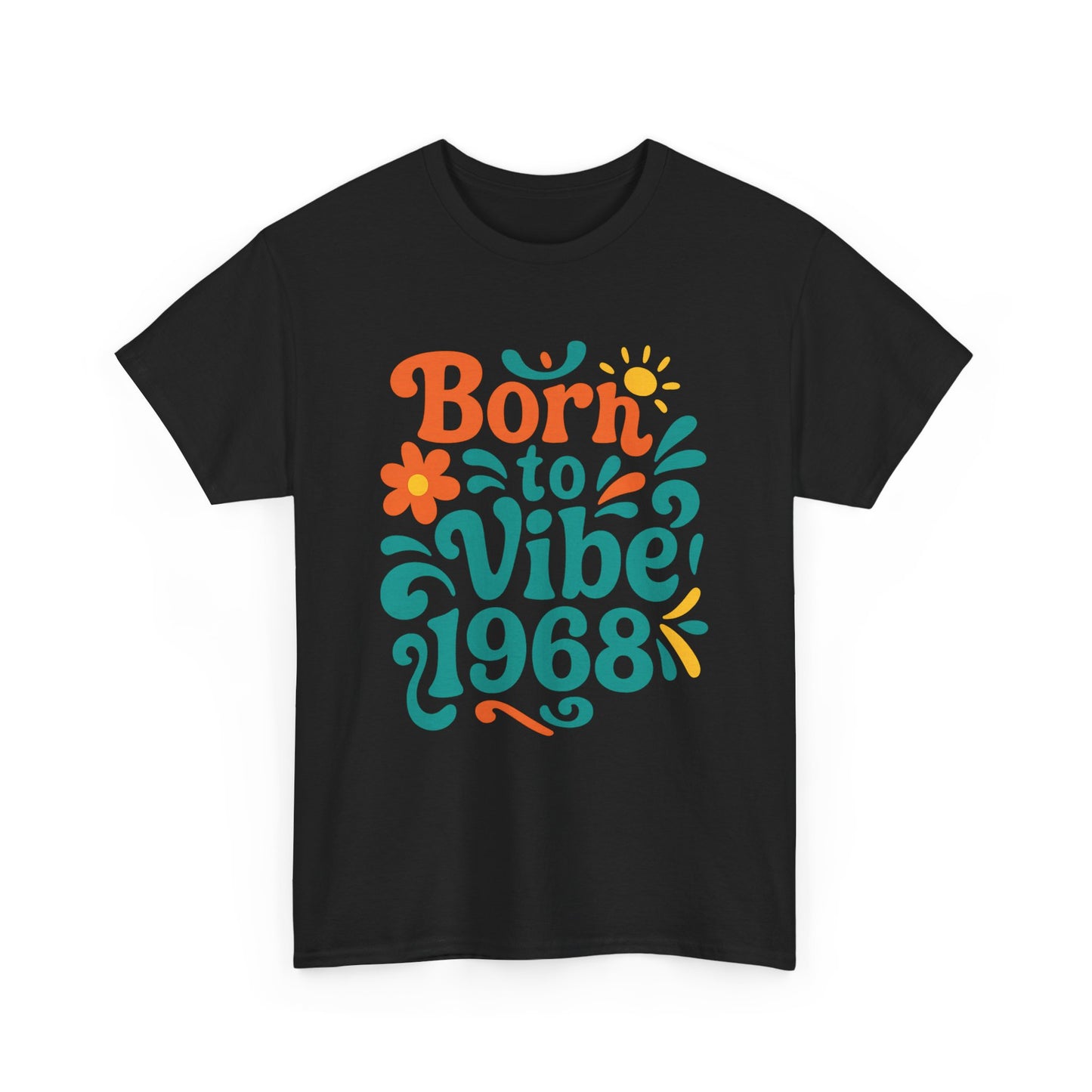 Retro Vibe T-Shirt Born to Vibe 1968 Cotton Tee, Unisex Vintage Shirt, 60s Style Top, Birthday Gift, Casual Everyday Apparel