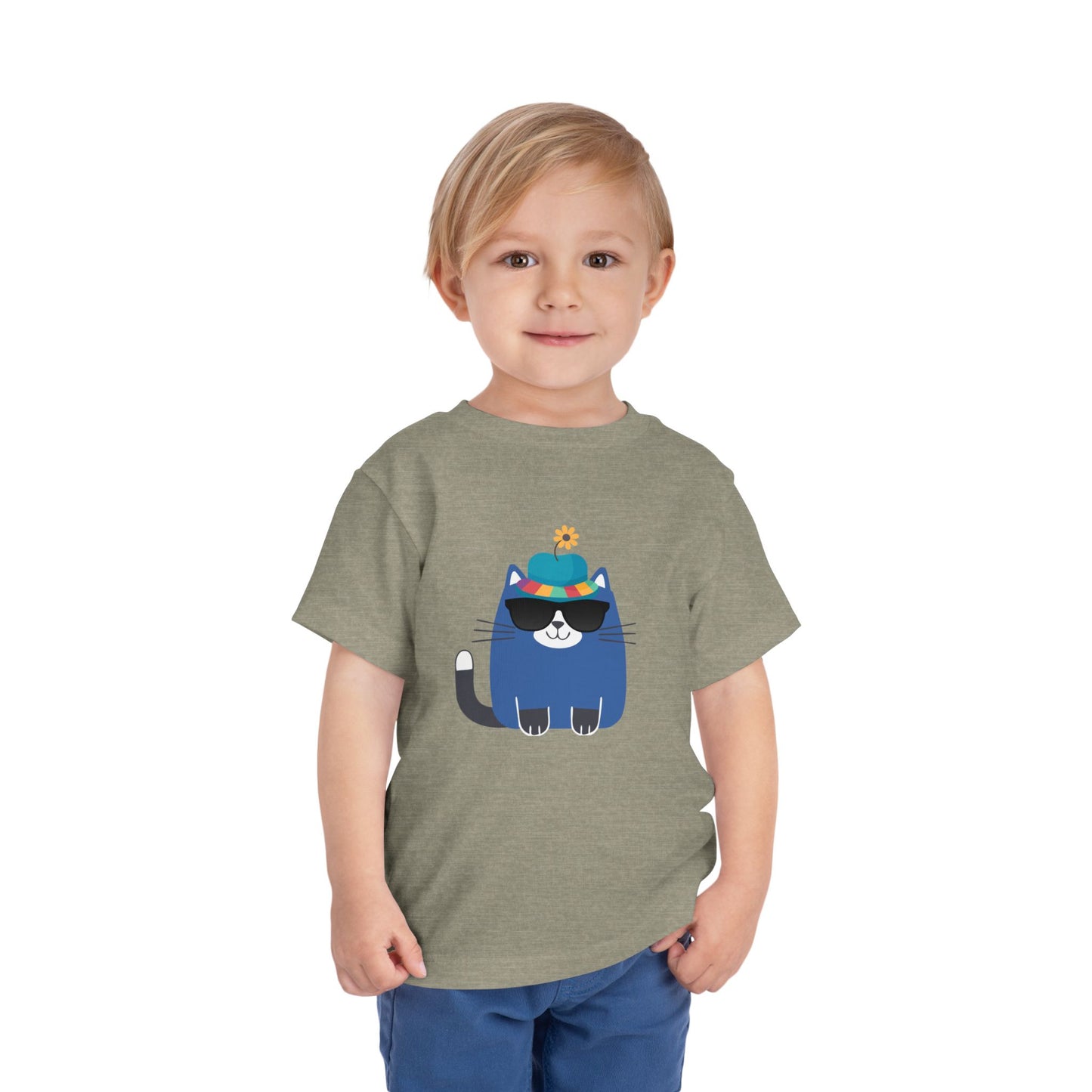 Cool Cat Toddler T-Shirt | Cute & Funny Kids Graphic Tee, Summer Cat Shirt for Boys & Girls, Fun Toddler Outfit