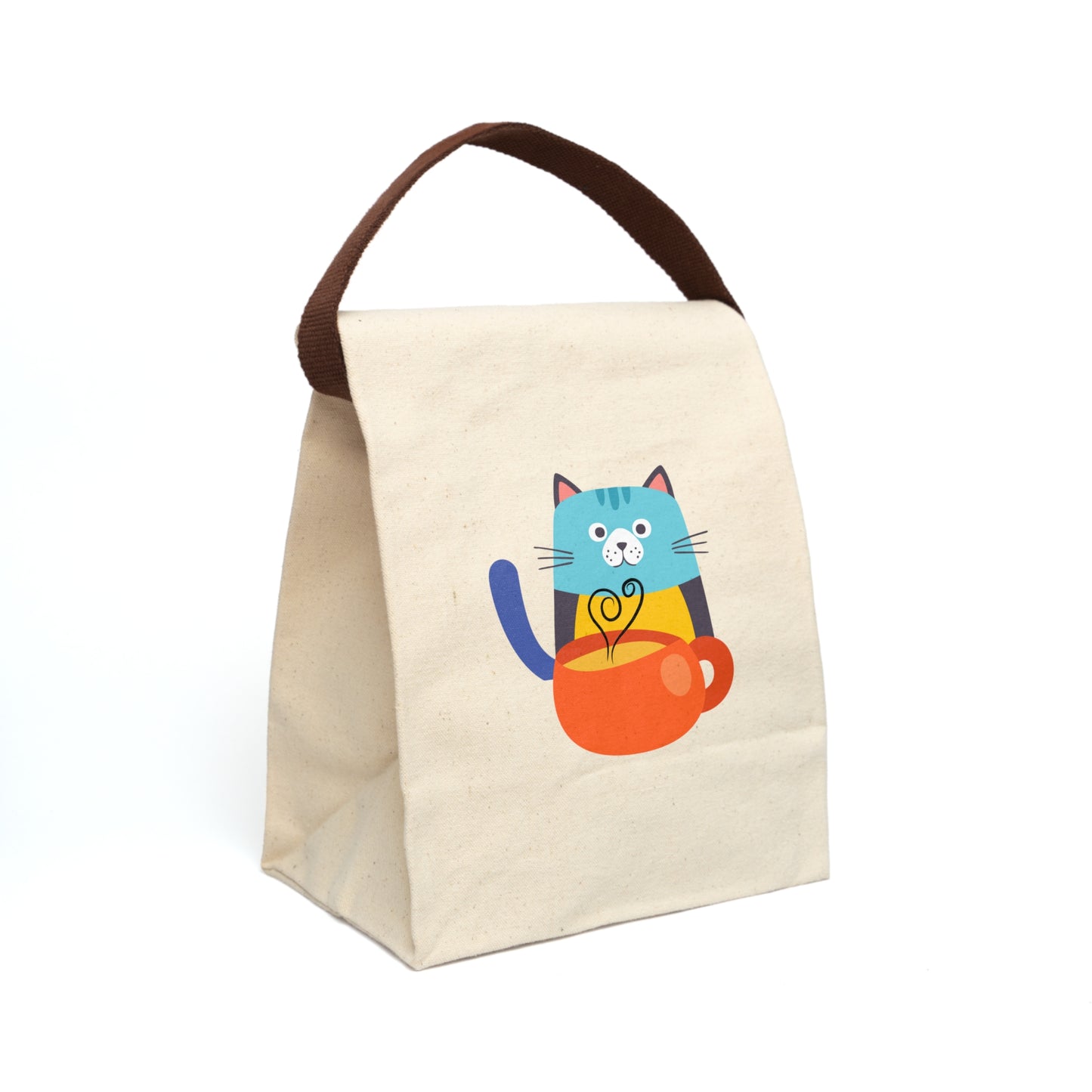 Cute Cat Canvas Lunch Bag, Fun Lunch Tote, Eco-Friendly Lunch Bag, Funny Cat Gift, Kids Lunch Bag, Pet Lover Gift