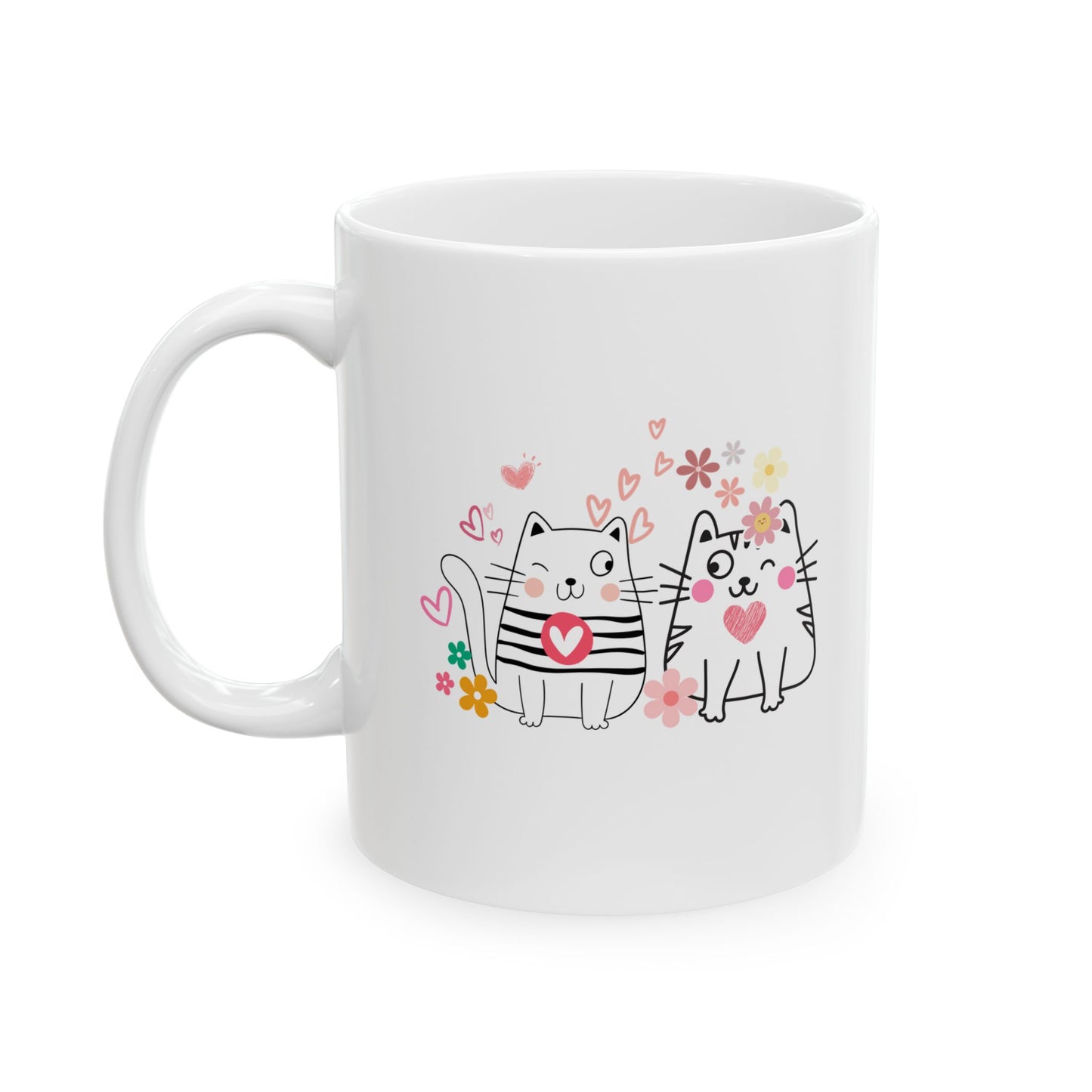 Cat Lover Coffee Mug Cute Ceramic Cup, Gift for Cat Owners (11oz/15oz)