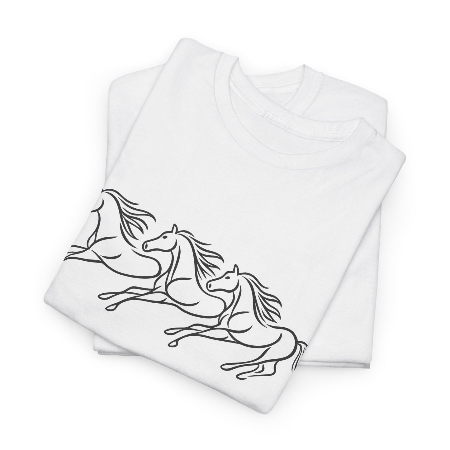 Running Horses T-Shirt, Minimalist Horse Line Art Tee, Equestrian Shirt, Horse Lover Gift