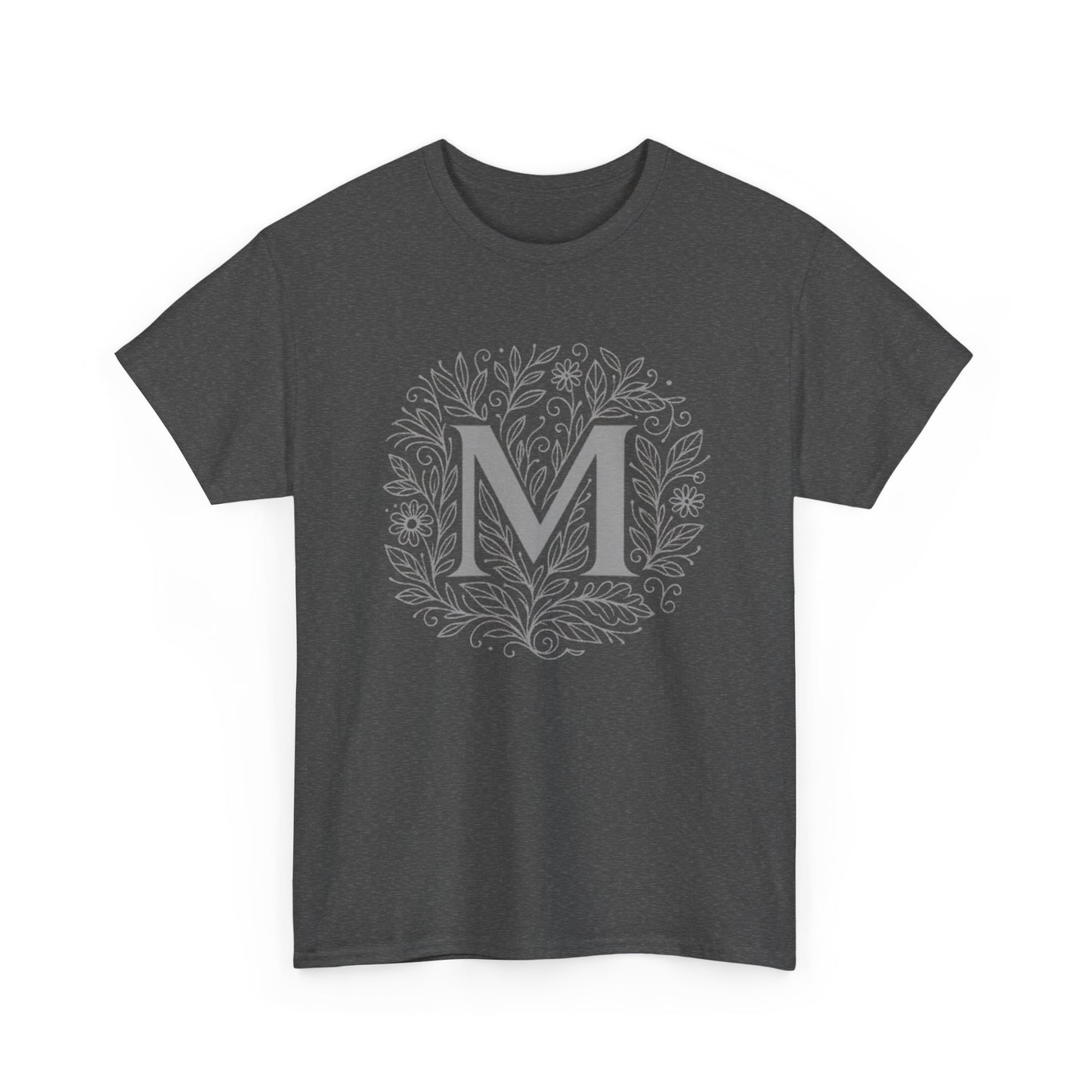 Personalized Initial M, Unisex Heavy Cotton Tee, Custom Graphic T-Shirt, Gifts for Her, Birthday, Casual Wear, Women's Fashion