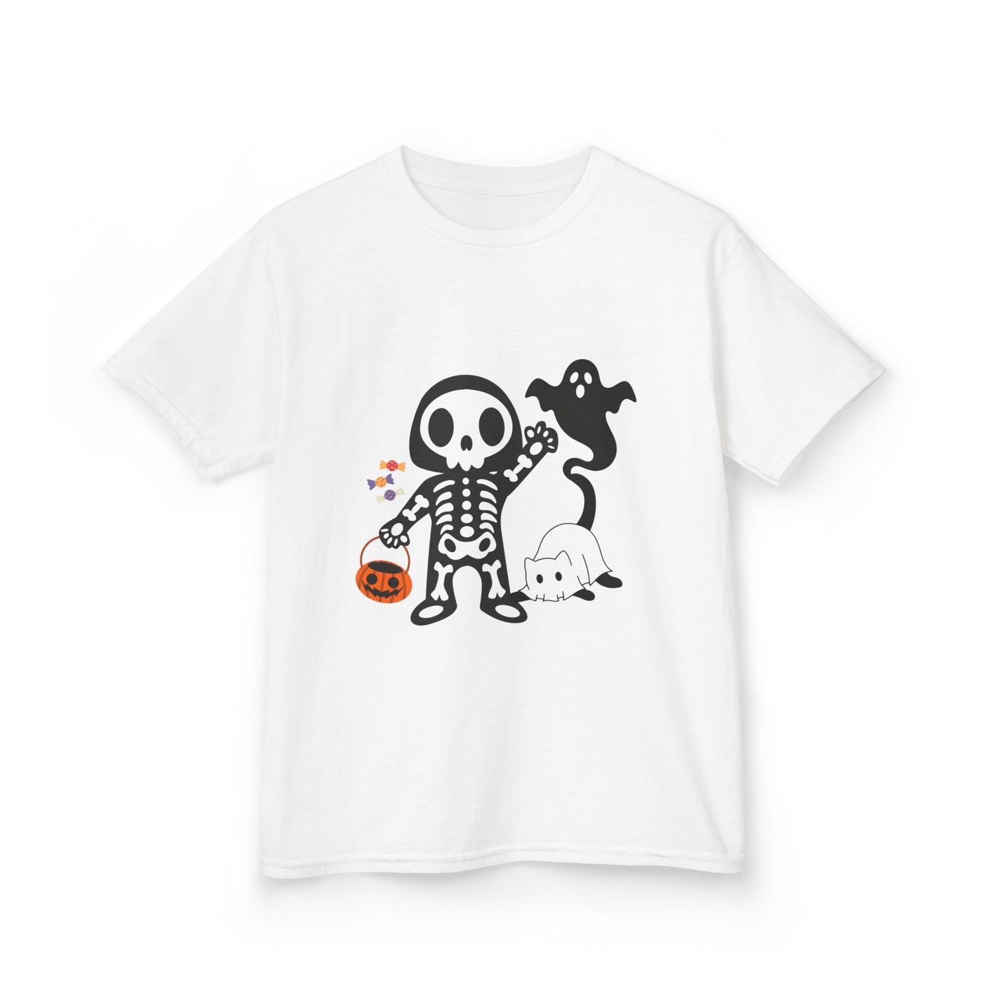 Halloween Skeleton Kids T-Shirt, Cute Ghost Kids Tee, Fun Spooky Shirt for Kids, Halloween Costume Top, Party Wear
