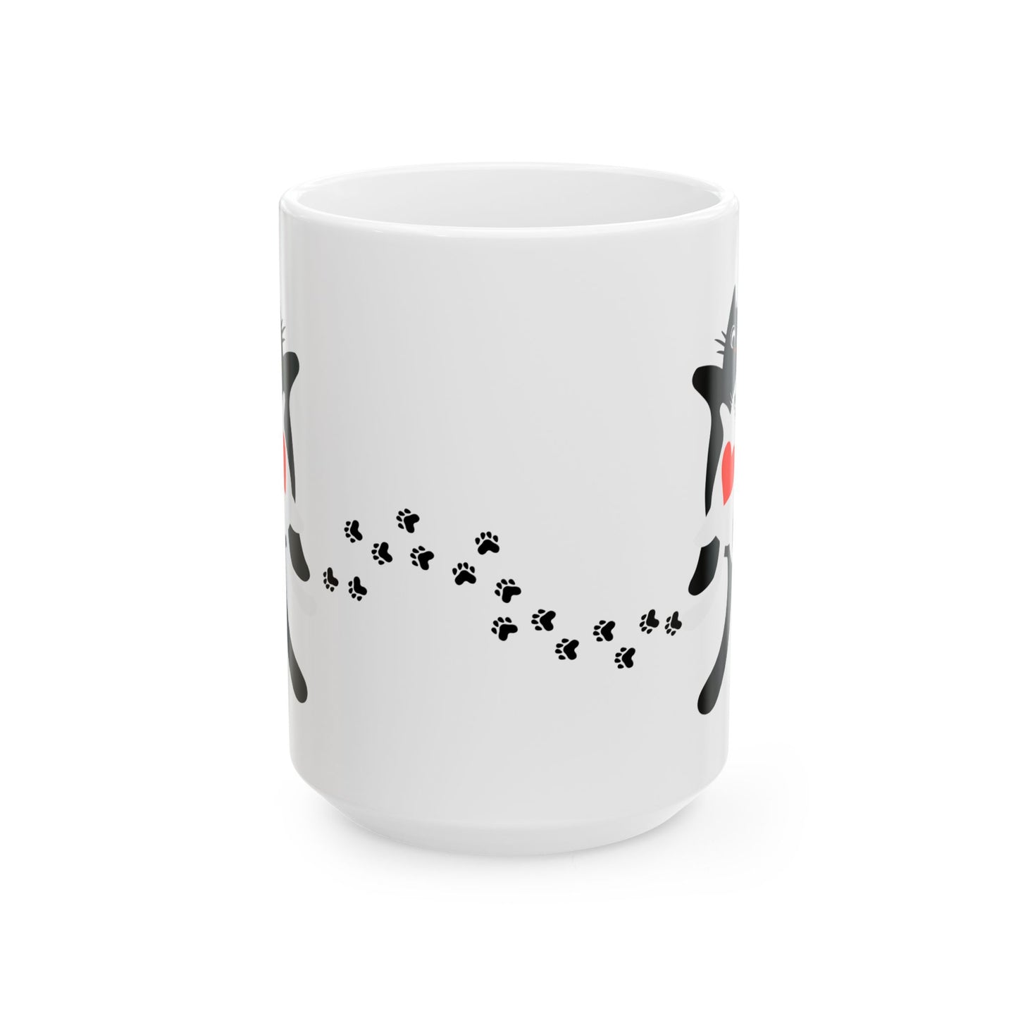 Adorable Cat Love Mug | Cute Ceramic Coffee Cup, Gift for Cat Lovers, Pet Owners, Valentines or Birthday Present