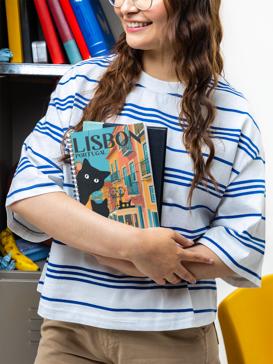 Lisbon Cat Spiral Notebook, Vintage Lisbon Design, Travel Journal, Gift for Cat Lovers, Stationery for Writers, Unique Art Notebook