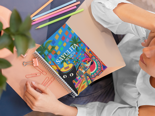 Sayulita Spiral Notebook – Vibrant Mexico Journal, Colorful Travel Gift, Creative Writing Pad, Festival-Inspired Stationery