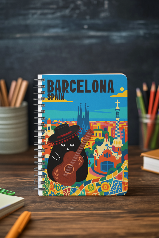 Barcelona Spiral Notebook – Travel Journal Gift, Art-Inspired Stationery, Ruled Pages for Students, Writers & Creatives