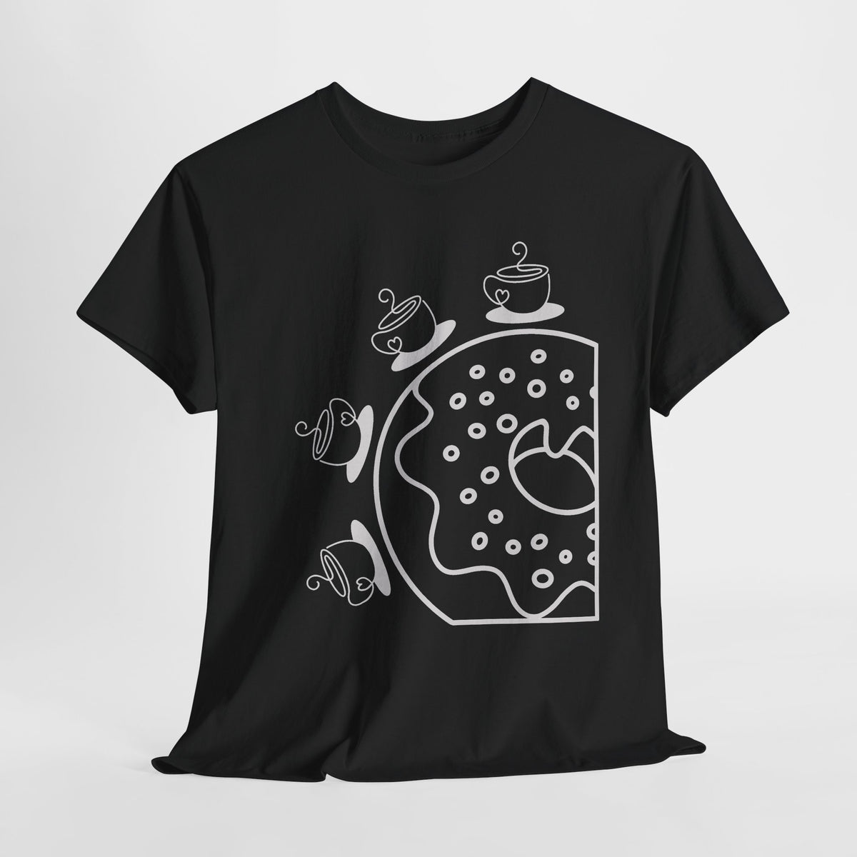 Coffee Lover Donut T-Shirt, Cute Coffee Graphic Tee, Minimalist Line Art Shirt, Café Foodie Gift, Unisex Graphic Tee