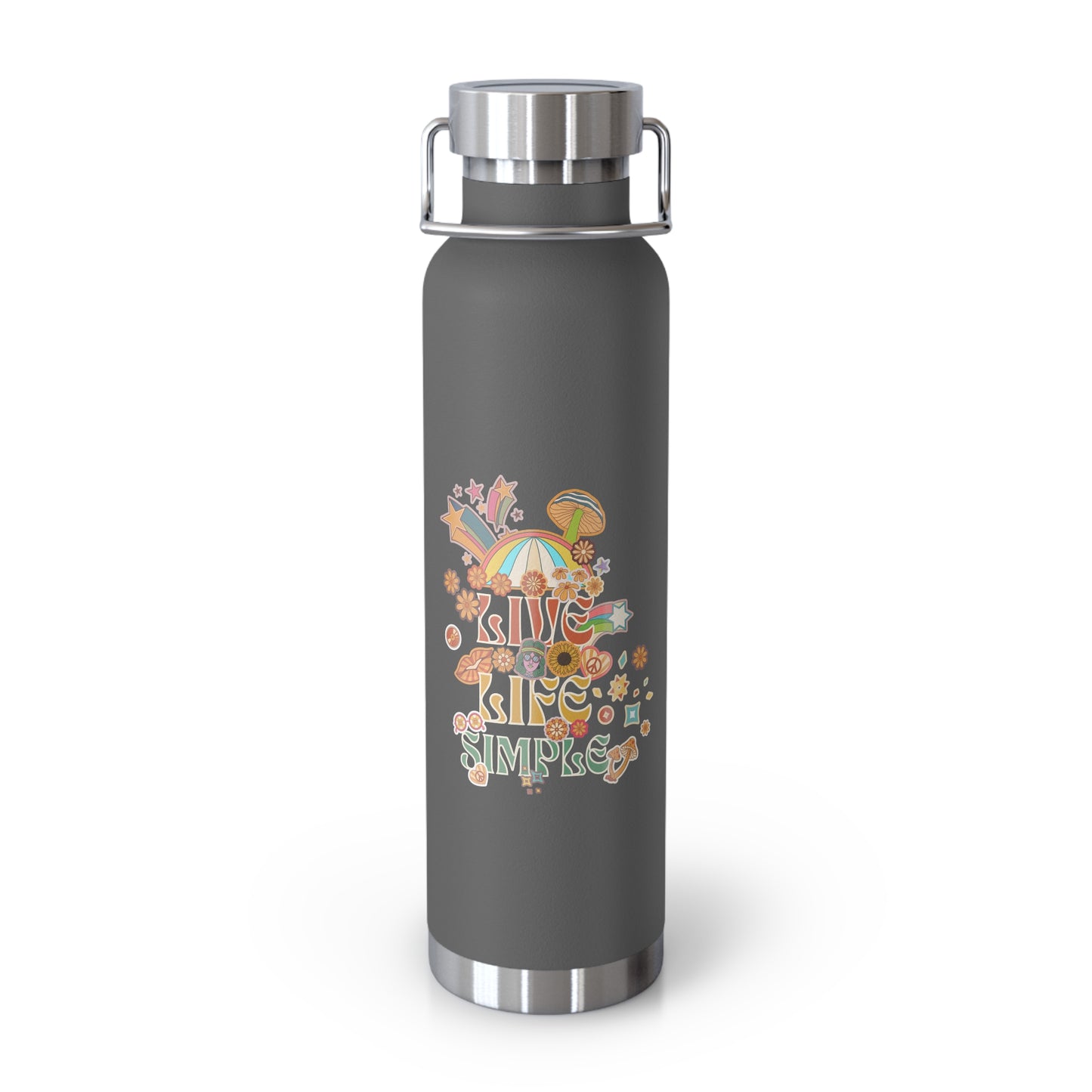 Adventure Awaits Water Bottle | 22oz Copper Vacuum Bottle, Live Life Simple Hiking & Outdoor Gift