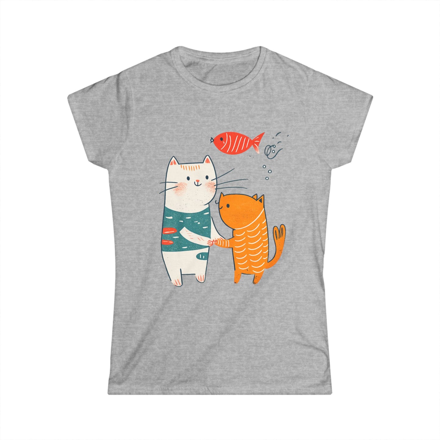 Cute Cat Friends T-Shirt, Whimsical Cat Graphic Tee, Cat Lover Gift