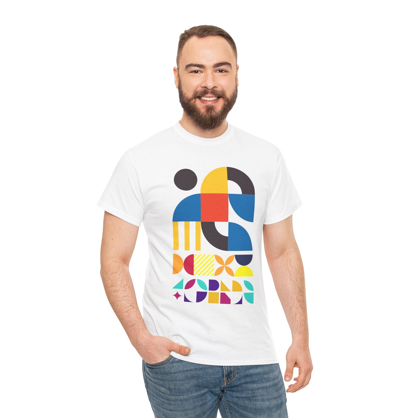 Abstract Geometric Shapes T-Shirt, Mid Century Modern Graphic Tee, Colorful Retro Pattern Shirt, Minimalist Art Unisex Tee, Modern Design Top
