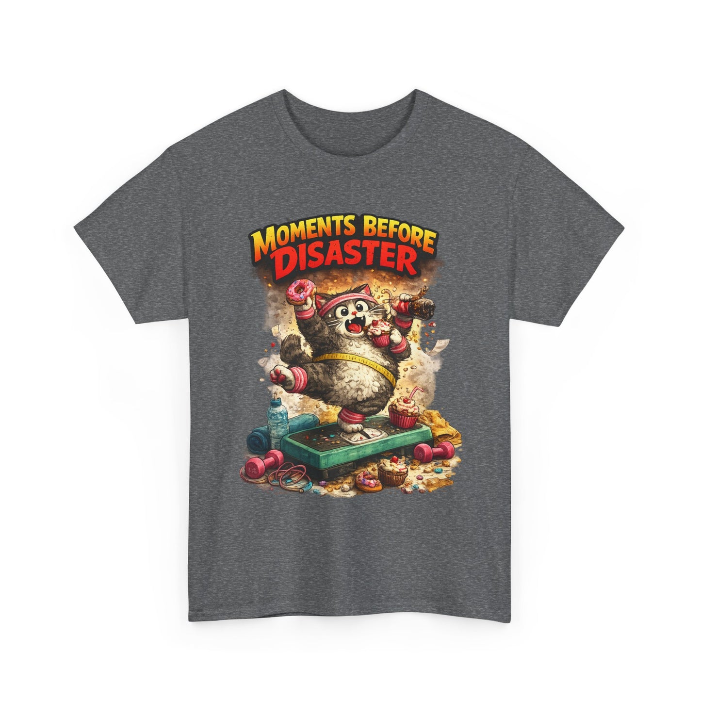 Moments Before Disaster T-Shirt | Funny Cartoon Cat Chaos Tee | Humorous Graphic Shirt