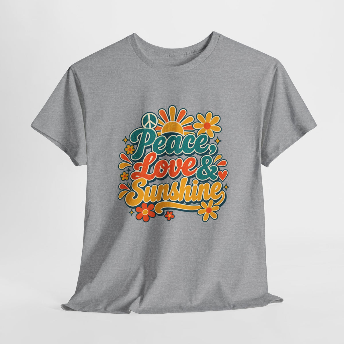 Peace Love & Sunshine T-Shirt | Retro Flower Power Graphic Tee