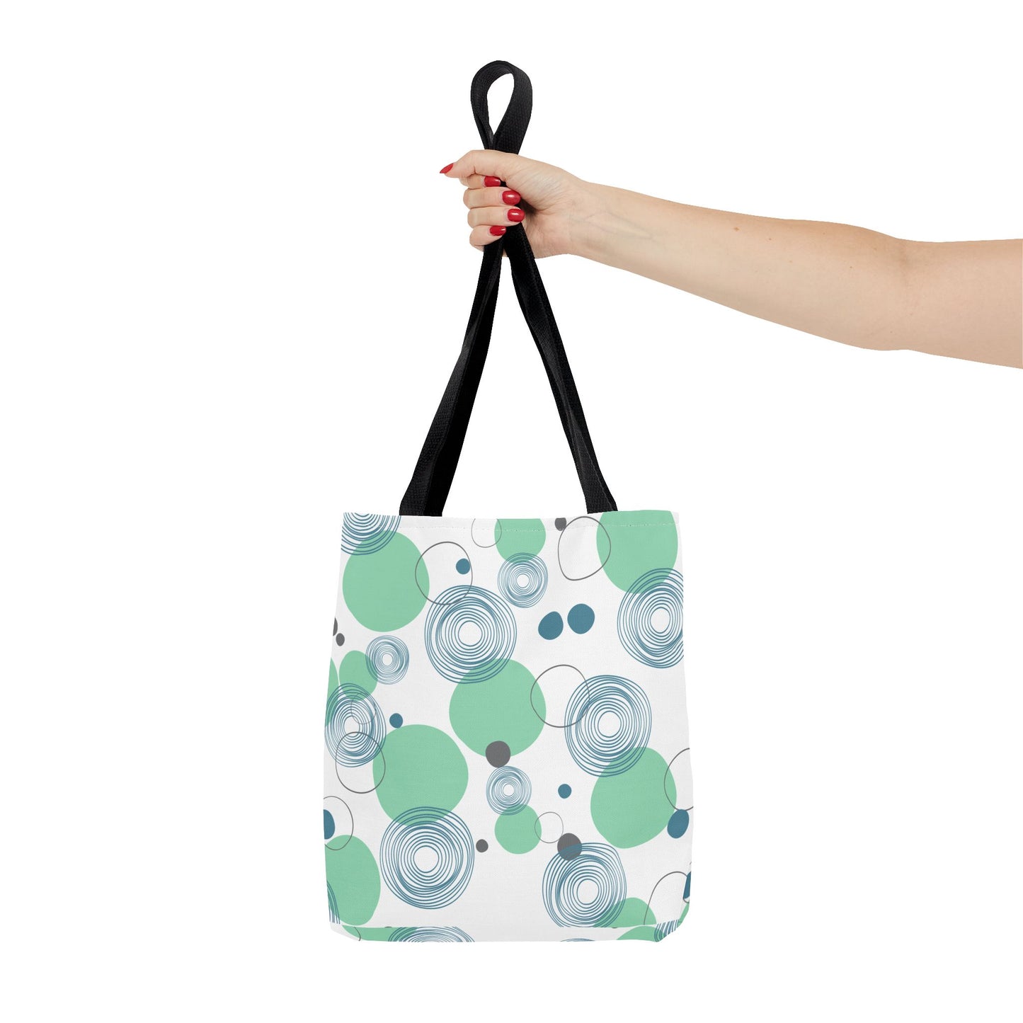 Modern Geometric Tote Bag – Abstract Circles AOP Reusable Shopper, Eco-Friendly Stylish Gift for Women