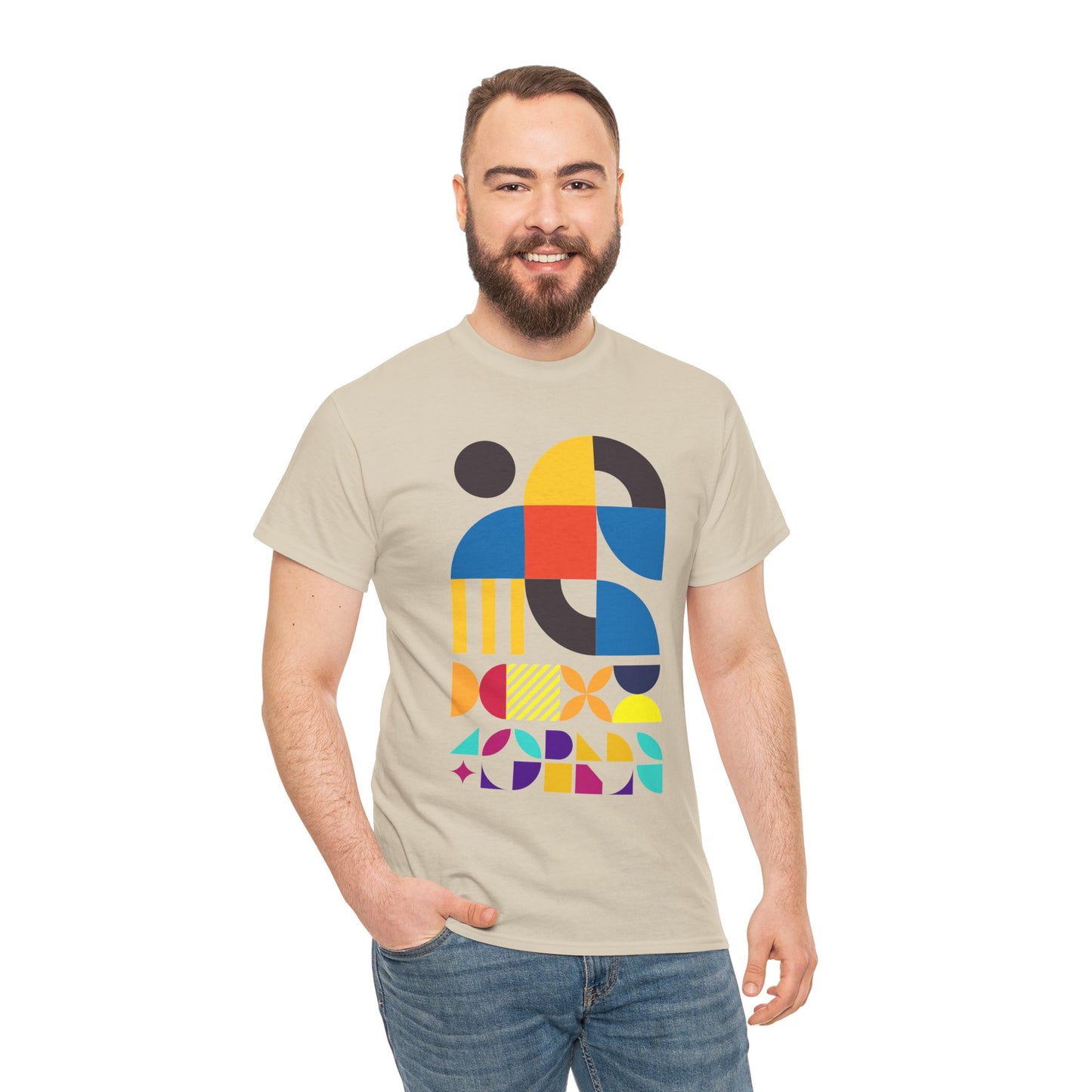 Abstract Geometric Shapes T-Shirt, Mid Century Modern Graphic Tee, Colorful Retro Pattern Shirt, Minimalist Art Unisex Tee, Modern Design Top