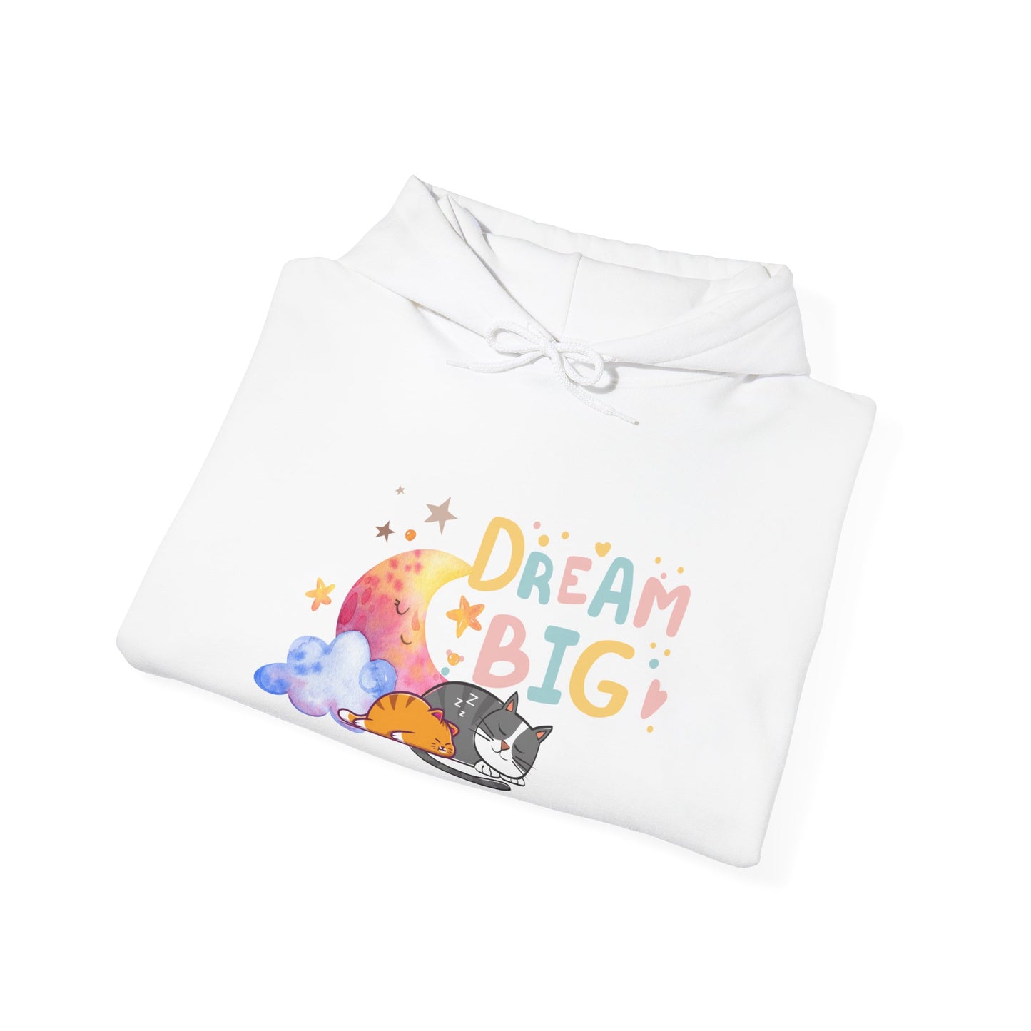 Cute Cat Hoodie, Dream Big Hoodie, Sleepy Cat Sweatshirt, Kawaii Cat Hoodie, Cat Lover Gift, Cozy Pastel Hoodie, Moon Cat Hoodie