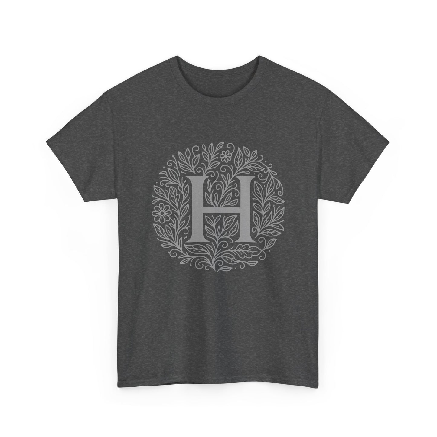 Personalized Initial H, Unisex Heavy Cotton Tee, Custom Graphic T-Shirt, Gifts for Her, Birthday, Casual Wear, Women's Fashion