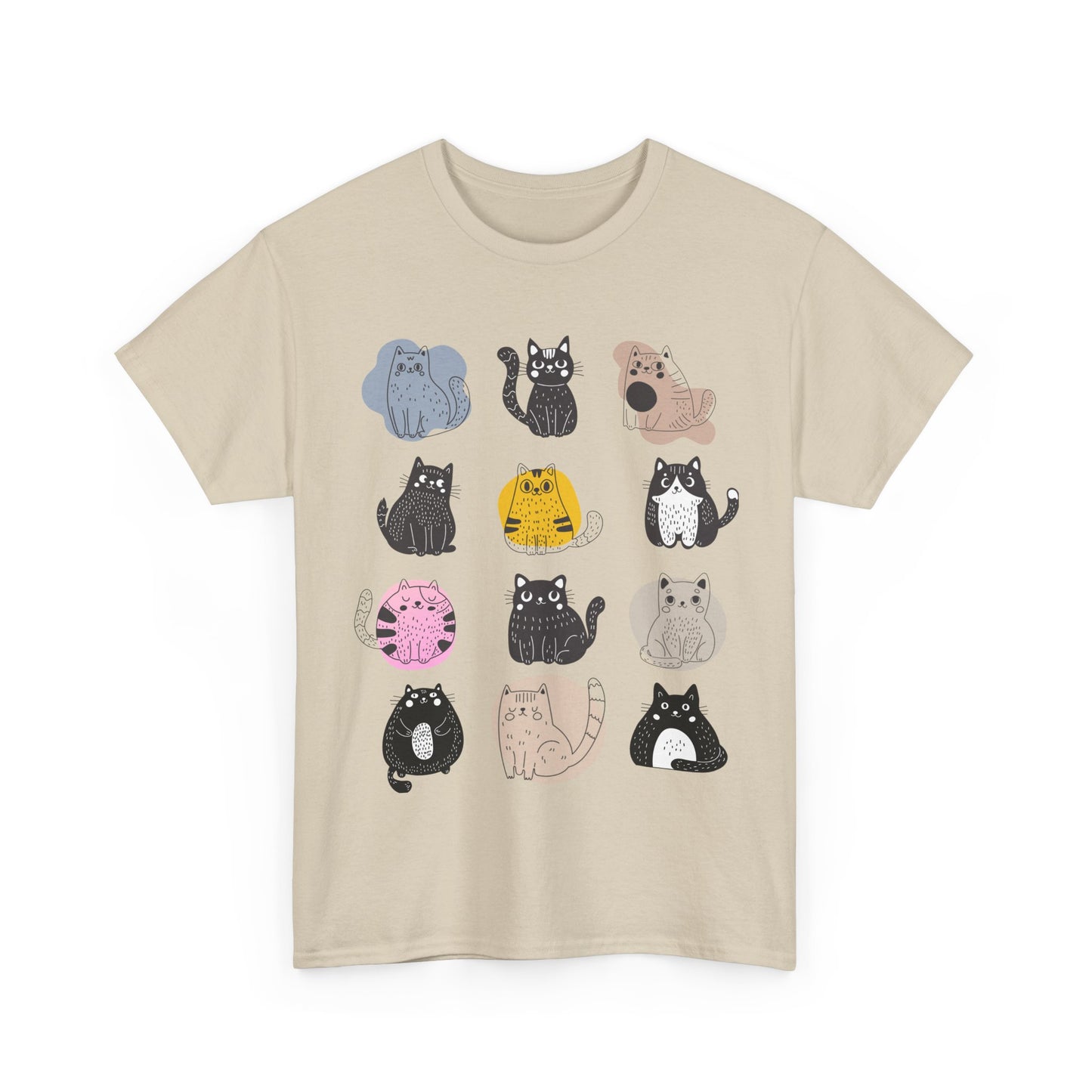 Cute Cat Mood Board T-Shirt, Funny Cat Graphic Tee, Kawaii Cat Faces Shirt, Cozy Unisex Cat Lover Gift