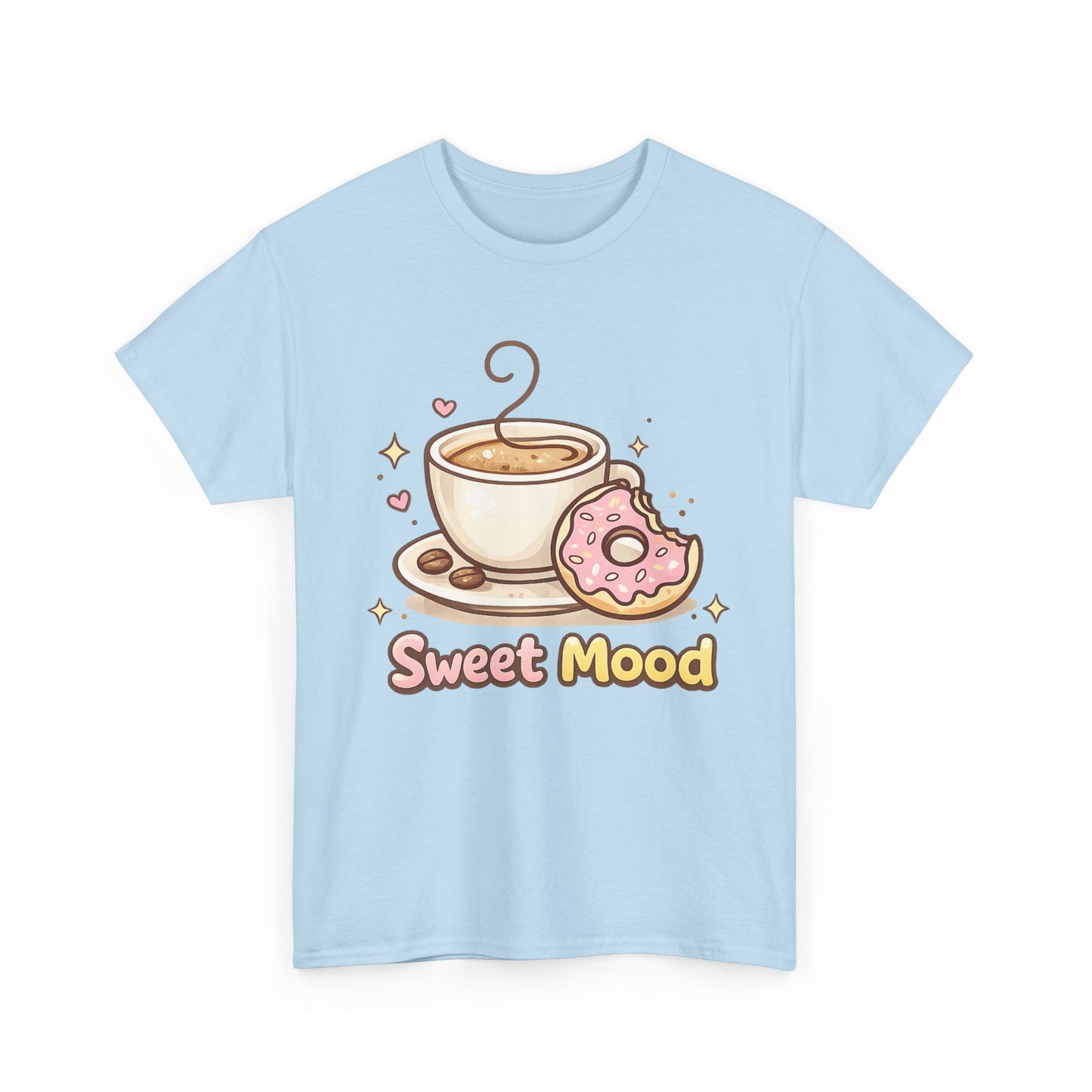 Sweet Mood Coffee Donut T-Shirt, Cute Coffee Lover Tee, Donut Graphic Shirt, Cafe Gift, Breakfast Lover Tee, Unisex Cotton Tee