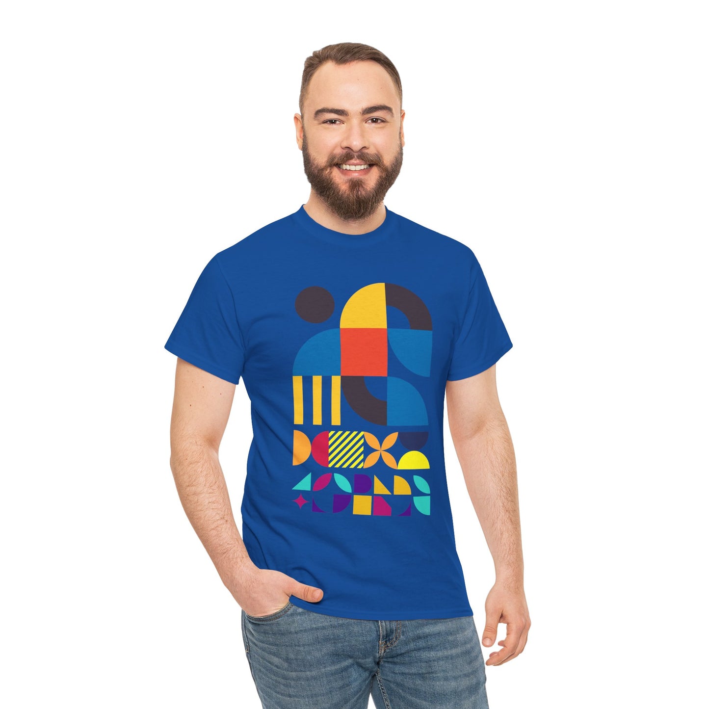 Abstract Geometric Shapes T-Shirt, Mid Century Modern Graphic Tee, Colorful Retro Pattern Shirt, Minimalist Art Unisex Tee, Modern Design Top