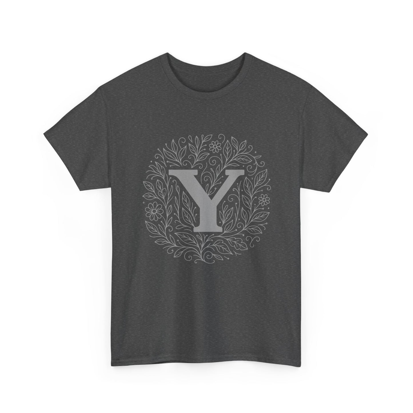 Personalized Initial Y, Unisex Heavy Cotton Tee, Custom Graphic T-Shirt, Gifts for Her, Birthday, Casual Wear, Women's Fashion