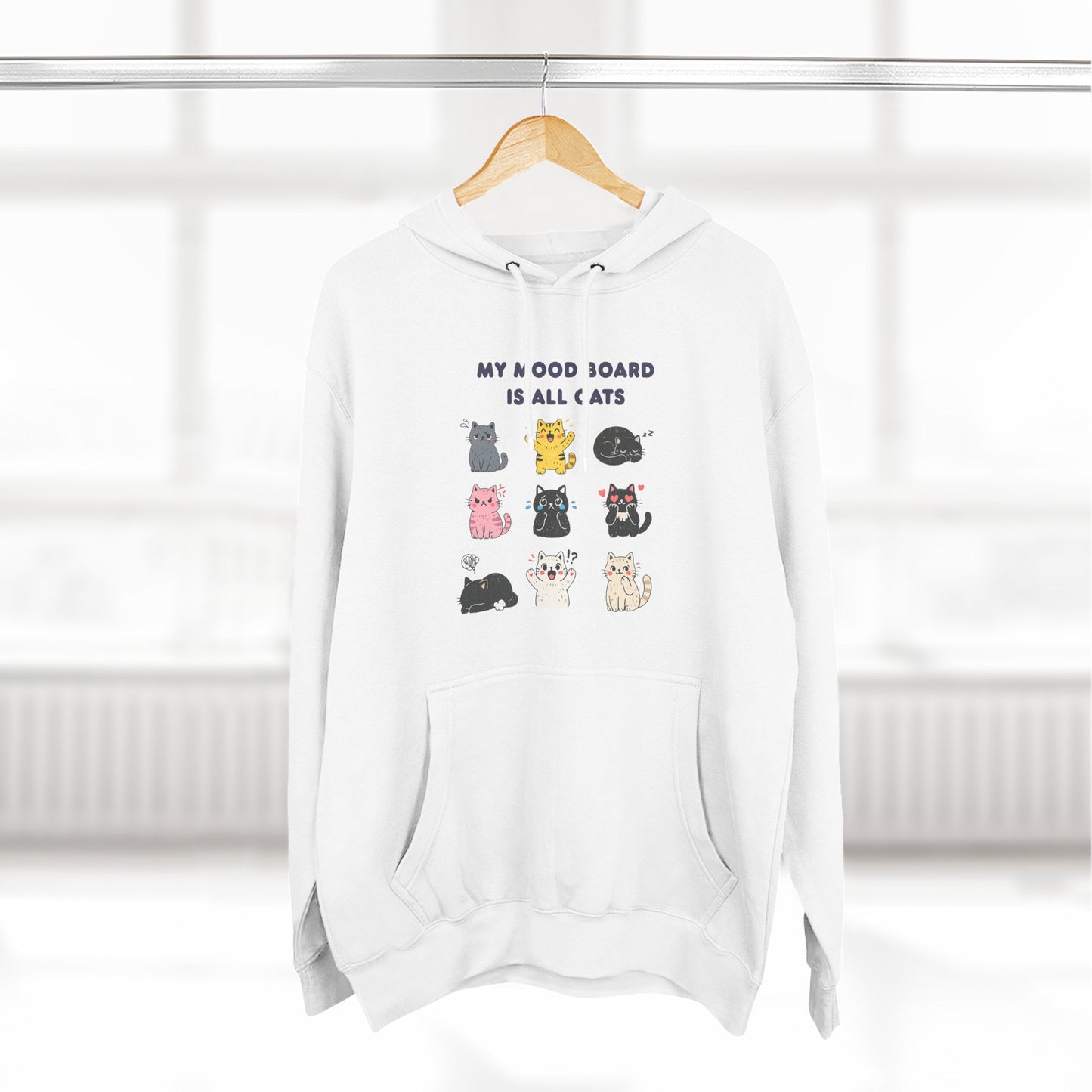 My Mood Board Is All Cats Hoodie | Funny Cat Lover Graphic Hoodie, Cozy Unisex Cat Gift