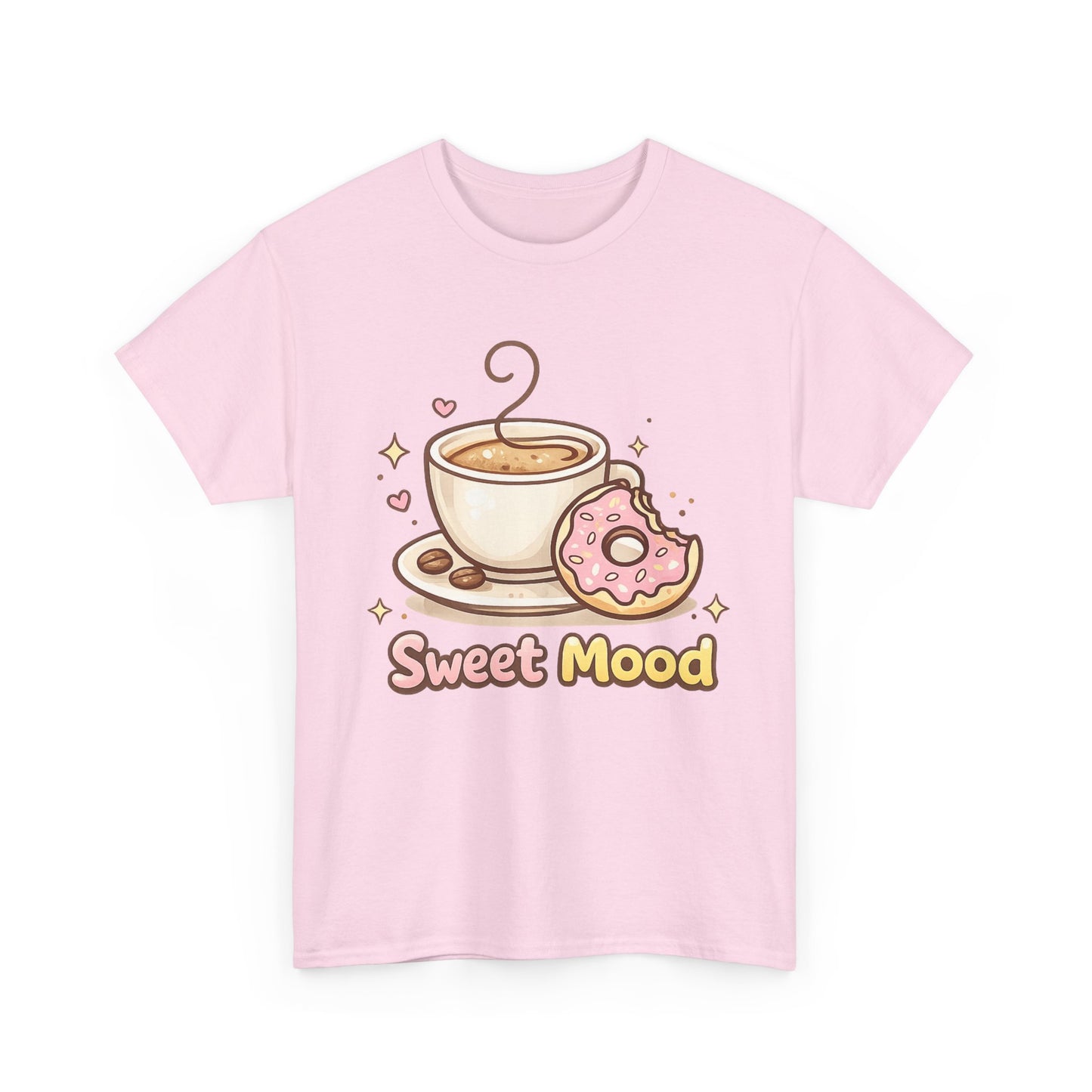 Sweet Mood Coffee Donut T-Shirt, Cute Coffee Lover Tee, Donut Graphic Shirt, Cafe Gift, Breakfast Lover Tee, Unisex Cotton Tee