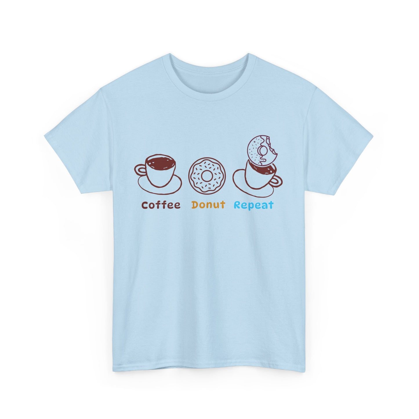 Coffee Donut Repeat T-Shirt | Cute Coffee & Donut Graphic Tee, Minimalist Breakfast Lover Shirt, Cozy Café Unisex Tee
