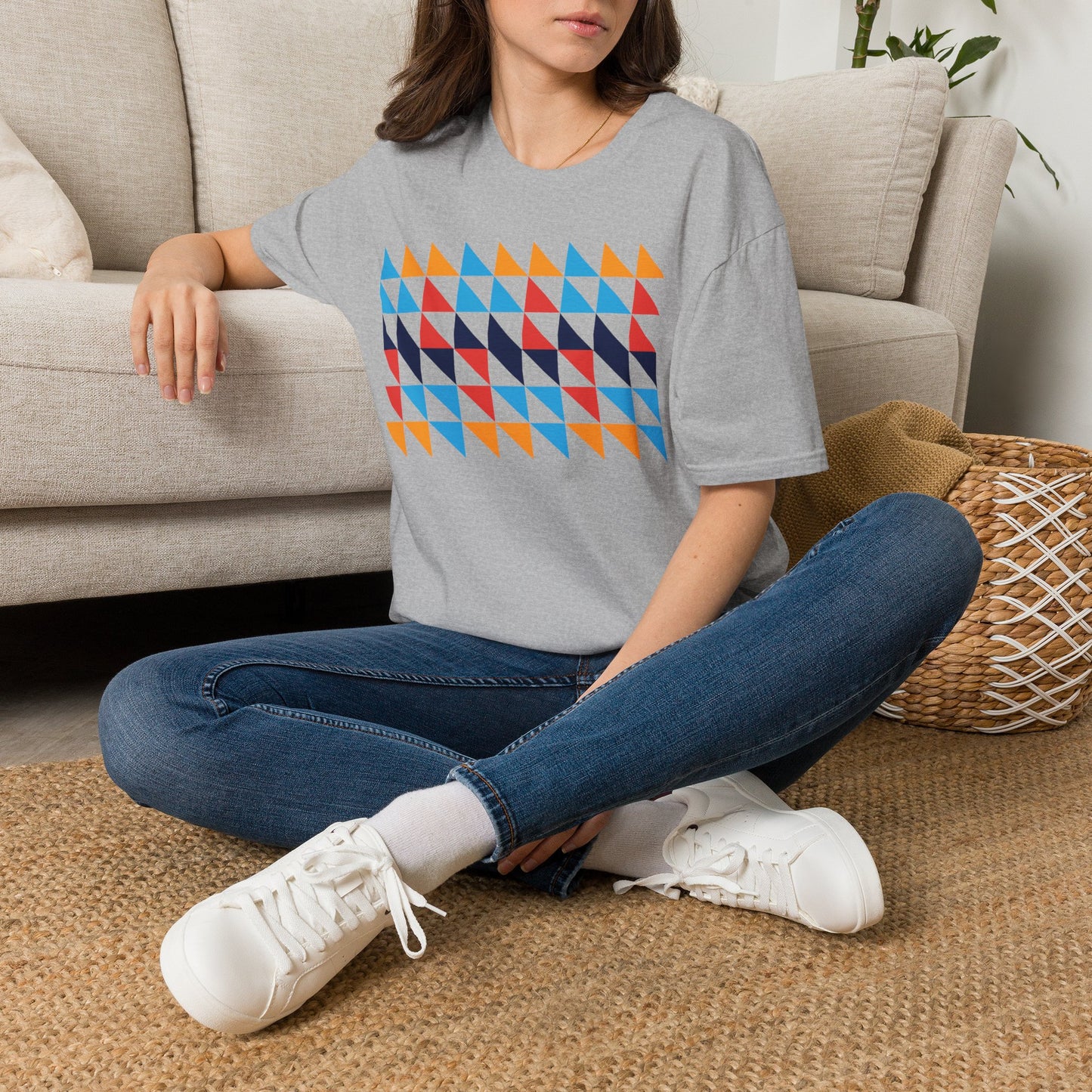 Geometric Color Triangle T-Shirt for Men & Women | Modern Retro Pattern Graphic Tee