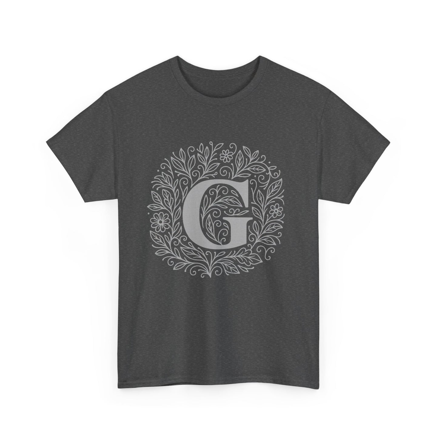 Personalized Initial G, Unisex Heavy Cotton Tee, Custom Graphic T-Shirt, Gifts for Her, Birthday, Casual Wear, Women's Fashion