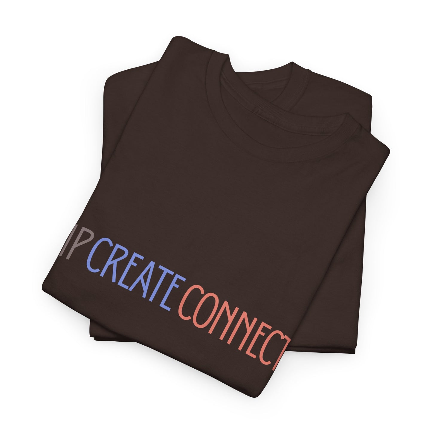 Sip Create Connect T-Shirt | Minimal Pastel Typography Tee | Creative Community Shirt