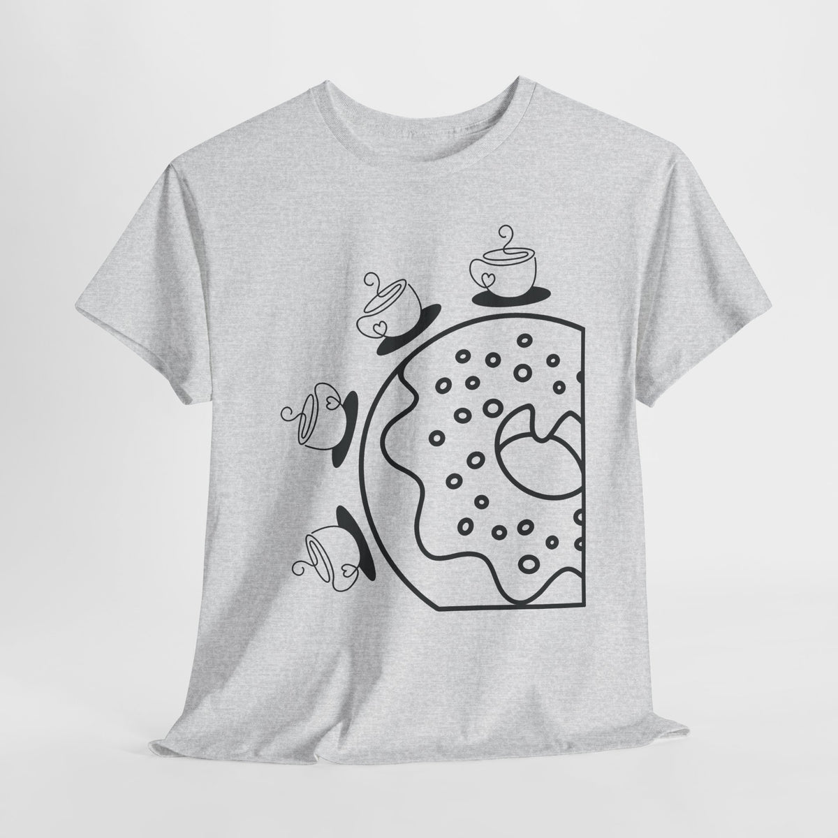 Coffee Lover Donut T-Shirt, Cute Coffee Graphic Tee, Minimalist Line Art Shirt, Café Foodie Gift, Unisex Graphic Tee