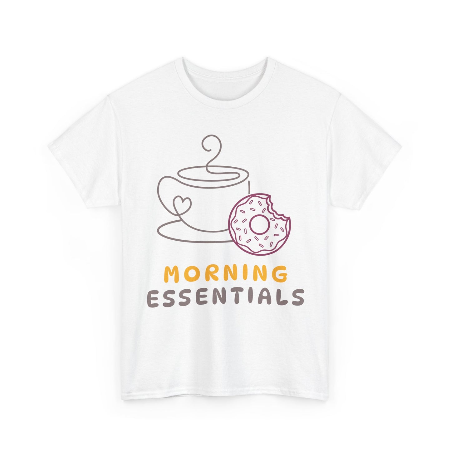 Morning Essentials T-Shirt | Coffee & Donut Graphic Tee, Cute Breakfast Lover Shirt, Cozy Coffee Lover Gift, Minimalist Unisex Tee