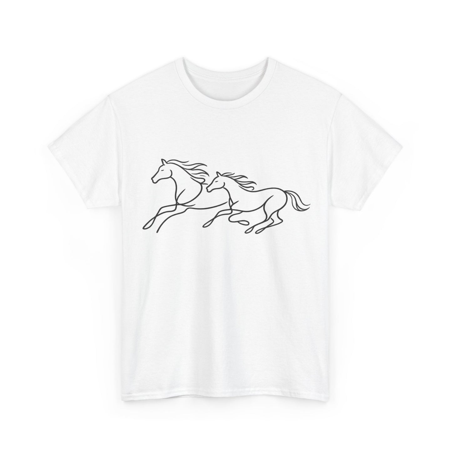 Running Horses T-Shirt — Minimal Line Art Horse Tee