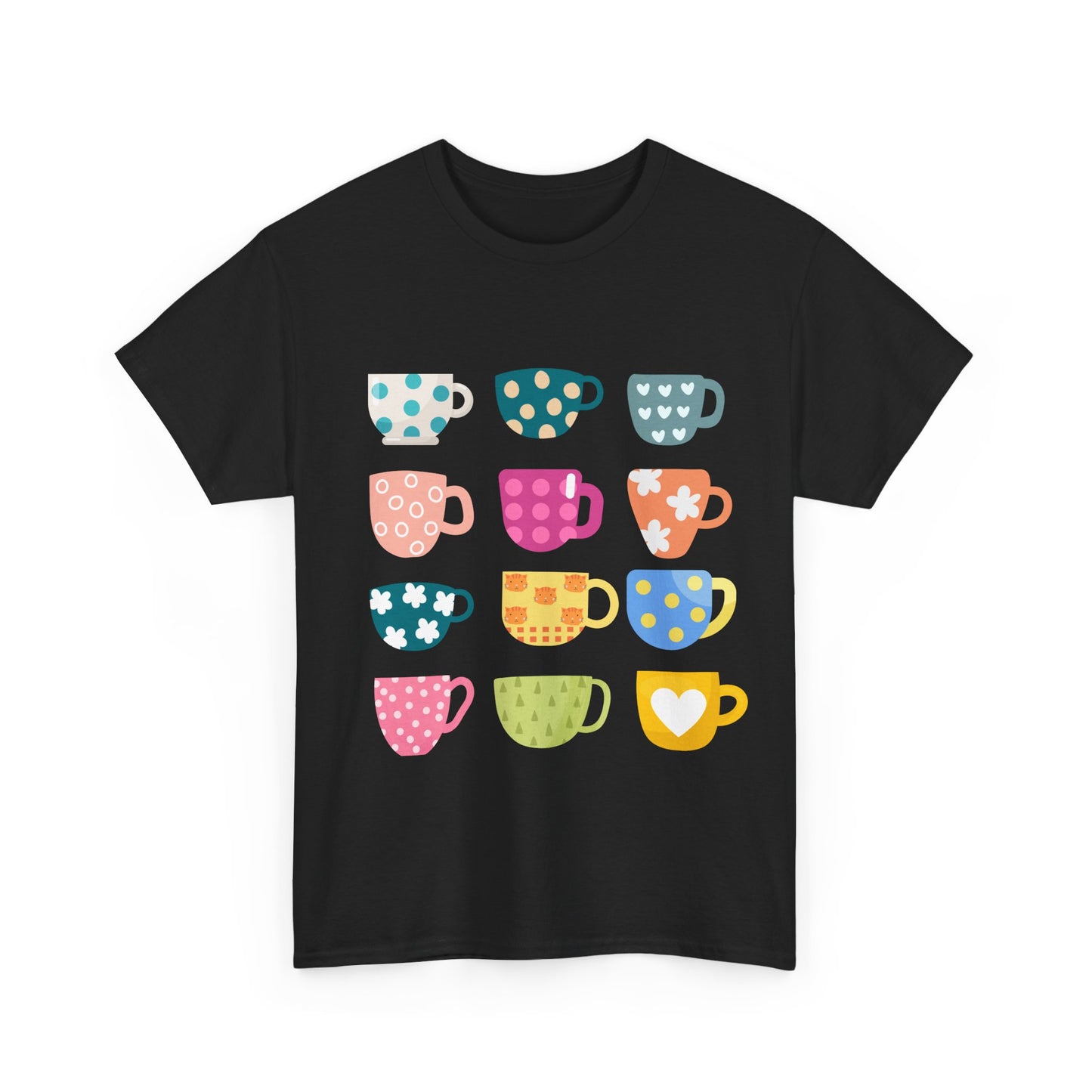 Coffee Cups Tee — Cute Colorful Mugs Graphic T-Shirt