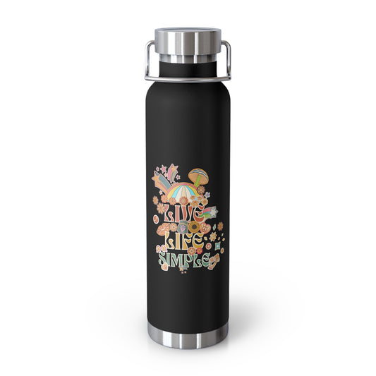 Adventure Awaits Water Bottle | 22oz Copper Vacuum Bottle, Live Life Simple Hiking & Outdoor Gift