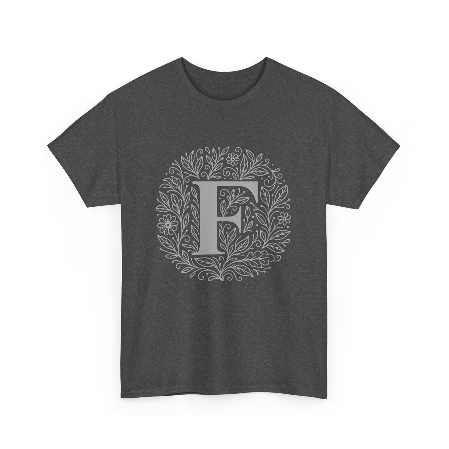 Personalized Initial F Graphic Tee, Heavy Cotton Unisex T-Shirt