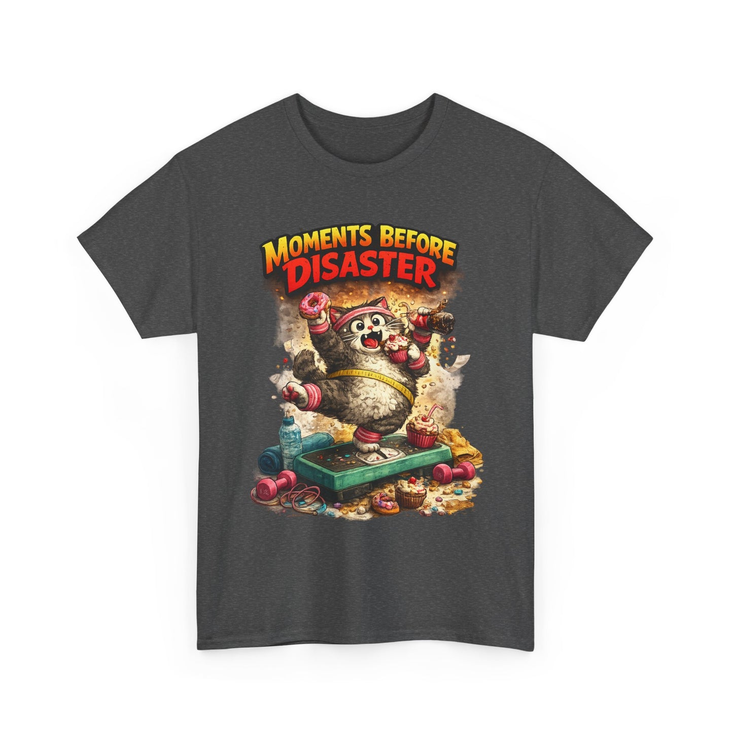 Moments Before Disaster T-Shirt | Funny Cartoon Cat Chaos Tee | Humorous Graphic Shirt