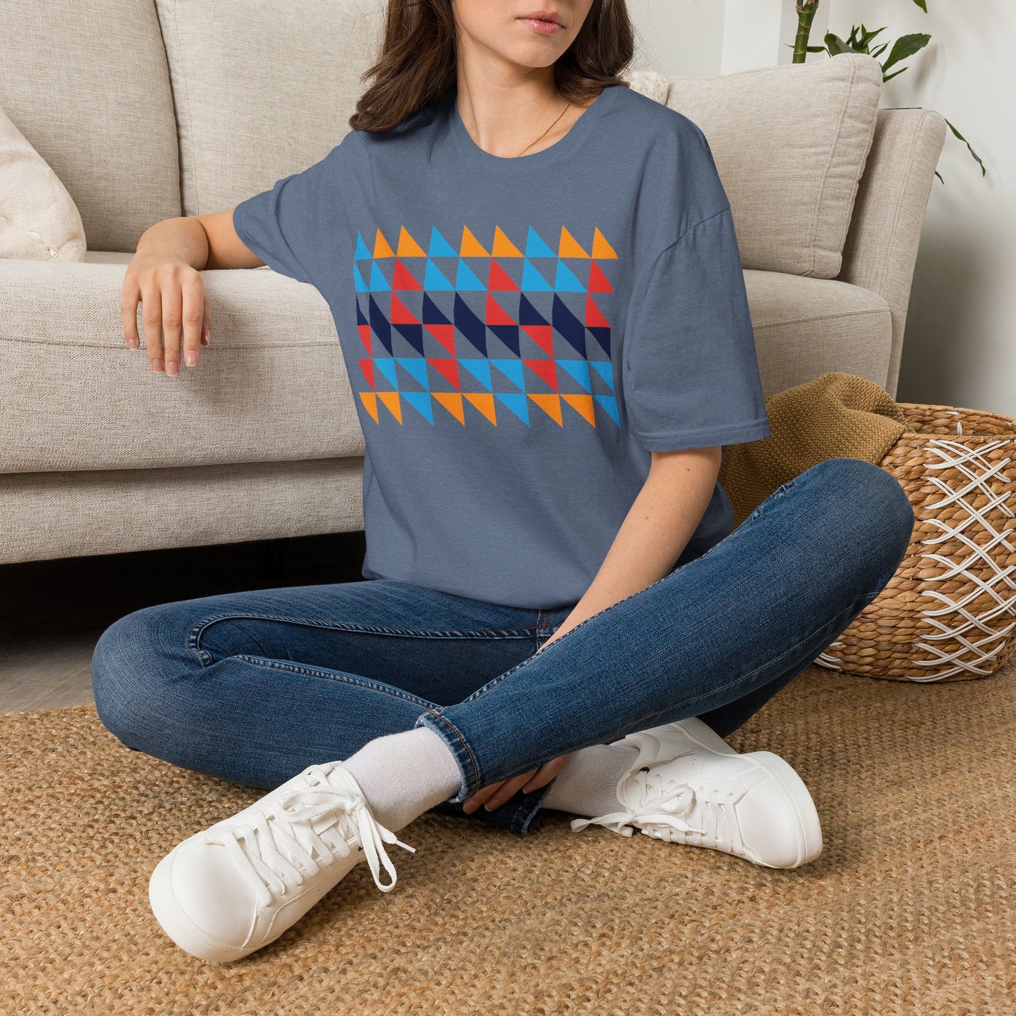 Geometric Color Triangle T-Shirt for Men & Women | Modern Retro Pattern Graphic Tee
