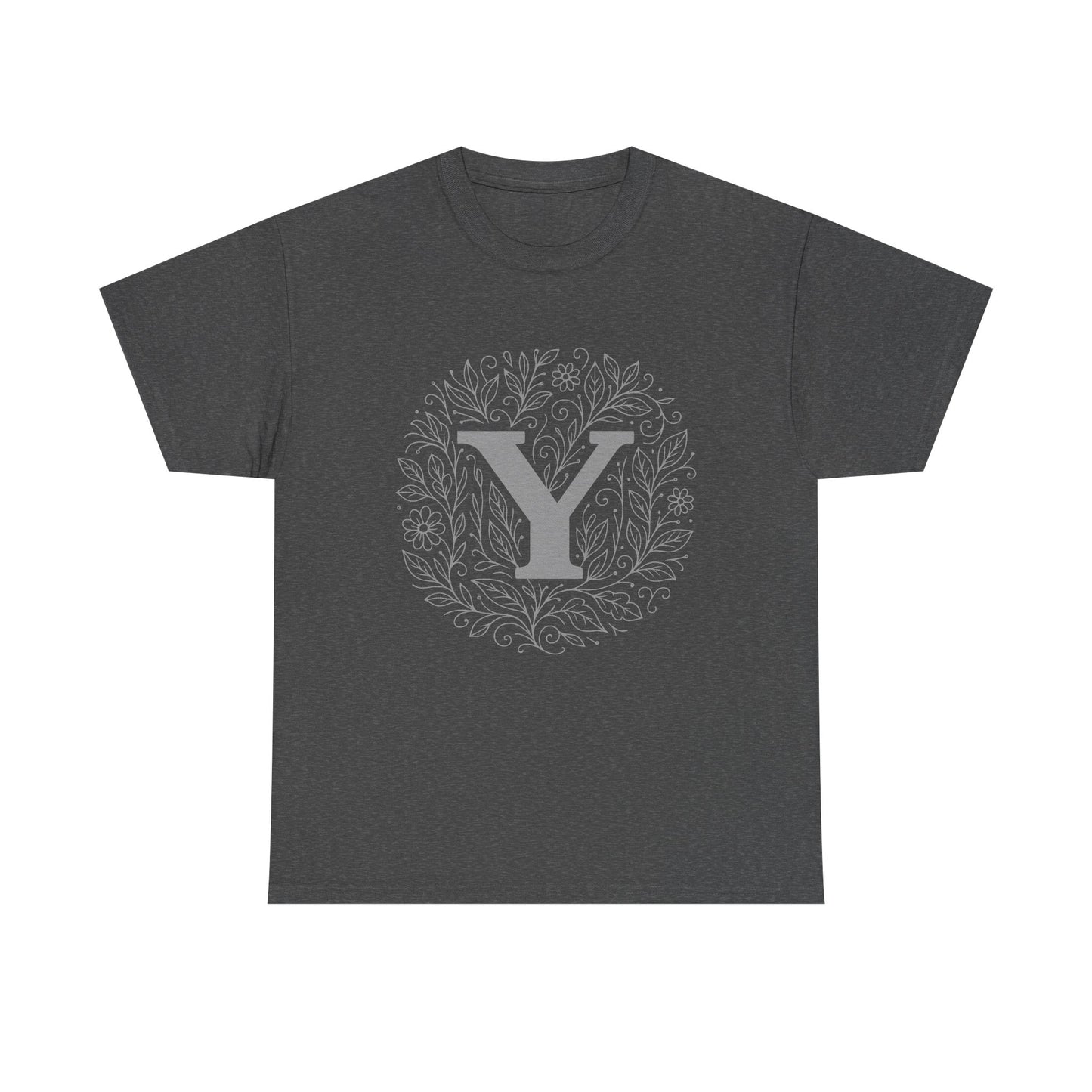 Personalized Initial Y, Unisex Heavy Cotton Tee, Custom Graphic T-Shirt, Gifts for Her, Birthday, Casual Wear, Women's Fashion