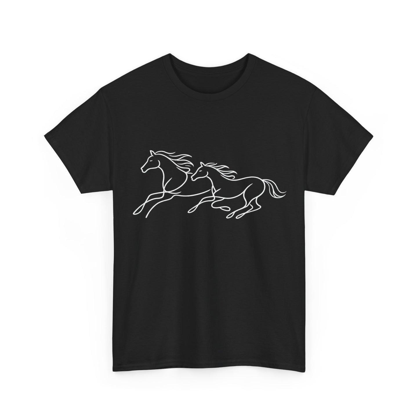 Running Horses T-Shirt — Minimal Line Art Horse Tee
