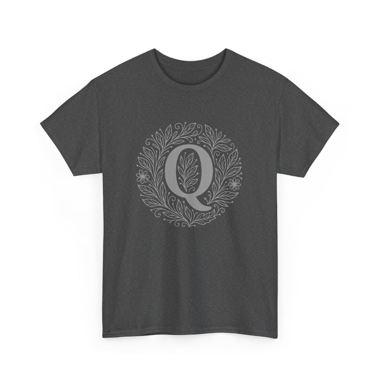 Personalized Initial Q, Unisex Heavy Cotton Tee, Custom Graphic T-Shirt, Gifts for Her, Birthday, Casual Wear, Women's Fashion