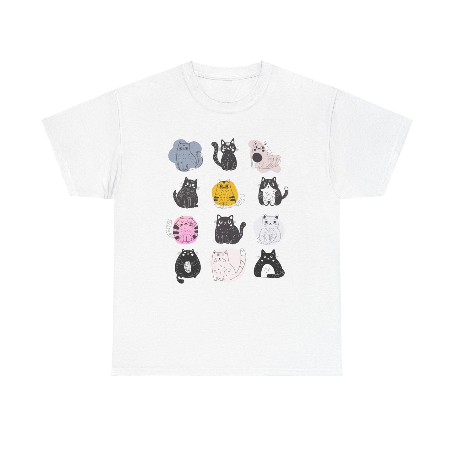 Cute Cat Mood Board T-Shirt, Funny Cat Graphic Tee, Kawaii Cat Faces Shirt, Cozy Unisex Cat Lover Gift