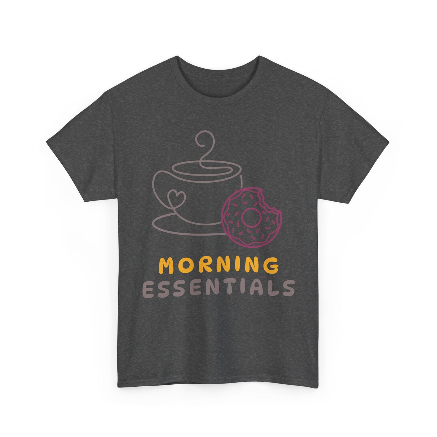 Morning Essentials T-Shirt | Coffee & Donut Graphic Tee, Cute Breakfast Lover Shirt, Cozy Coffee Lover Gift, Minimalist Unisex Tee